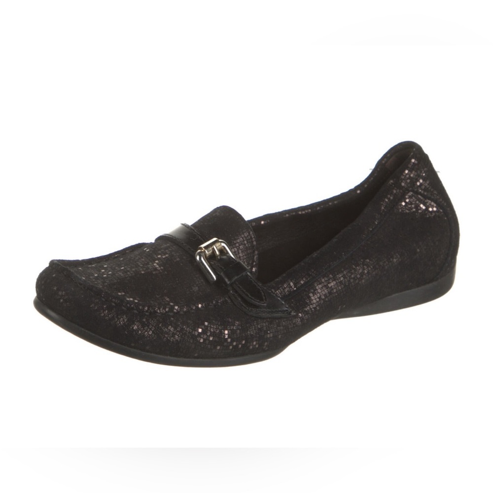 AGL Suede Loafers Black Metallic Size 6